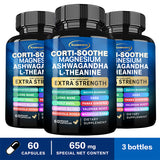 Cortisol Support Capsules with Magnesium, Ashwagandha & L-Theanine, Daily Calm Supplement